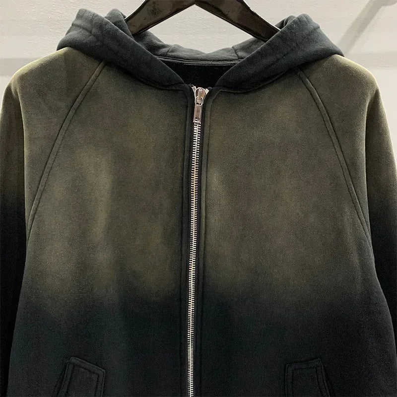 RICK OWEN STAINED ZIP UP